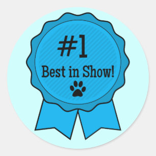 Dog Competition Best in Show Blue Ribbon Classic Round Sticker