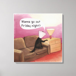 Dog Cone Dating Funny Cartoon Canvas Print
