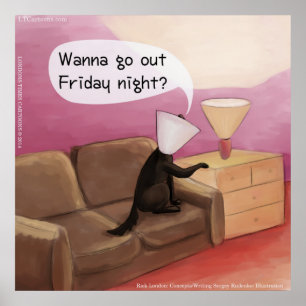 Dog Cone Dating Funny Cartoon Poster