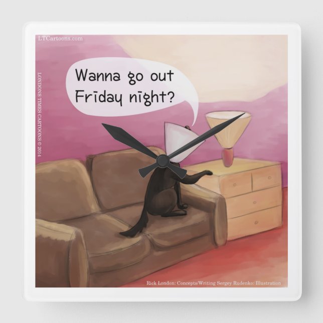Dog Cone Dating Funny Cartoon Wall Clock (Front)