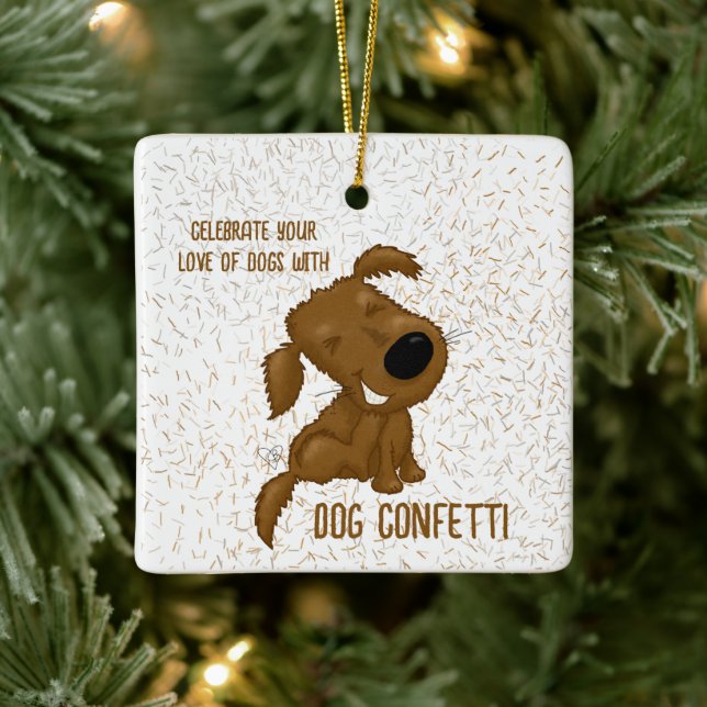 Dog Confetti Shedding Dog Ceramic Ornament (Tree)