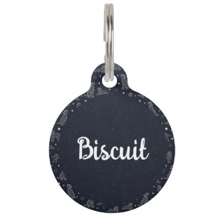 Dog Constellation Black And White Pattern Monogram Pet Tag