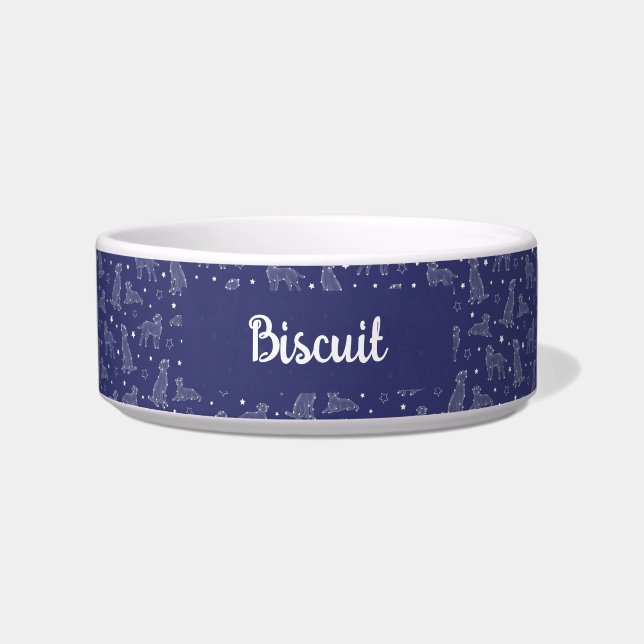 Dog Constellation Blue And White Pattern Monogram Bowl (Front)