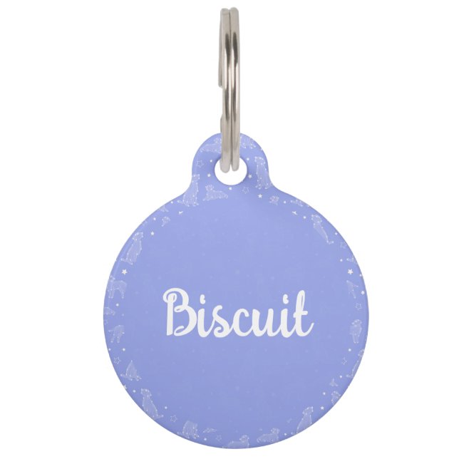 Dog Constellation Light Blue Pattern Monogram Pet Tag (Front)
