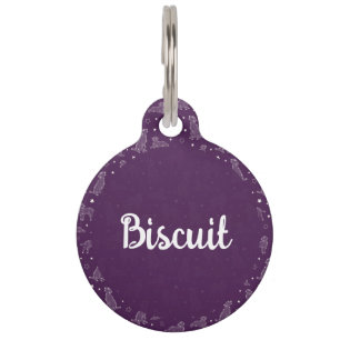Dog Constellation Purple & White Pattern Monogram Pet Tag