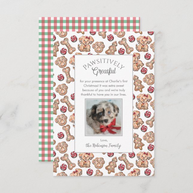 Dog Cookies Puppy's First Christmas Thank You Card (Front/Back)