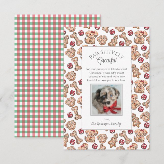 Dog Cookies Puppy's First Christmas Thank You Card (Front/Back)