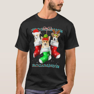 Dog Corgi Christmas Socks Xmas Pajama Pet Puppy T-Shirt