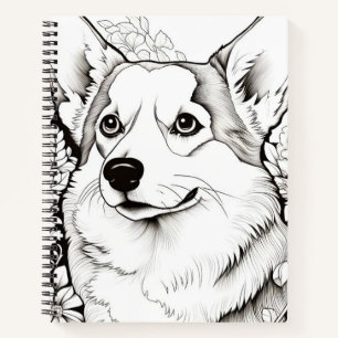 Dog Corgi Peaceful Nature Prairie Sketch Drawing  Notebook