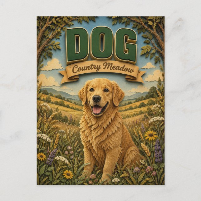 Dog Country Meadow POPCUT Postcard (Front)