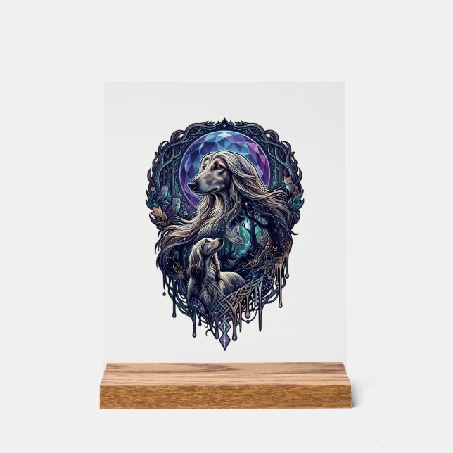 Dog Crystal Moon Enchanted Forest_1 Acrylic Sign (Front)
