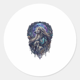 Dog Crystal Moon Enchanted Forest_1 Classic Round Sticker