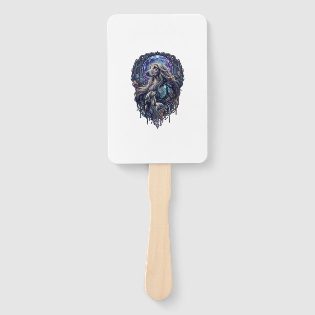 Dog Crystal Moon Enchanted Forest_1 Hand Fan (Front)
