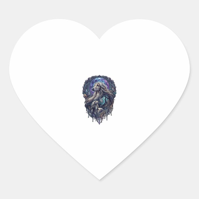 Dog Crystal Moon Enchanted Forest_1 Heart Sticker (Front)
