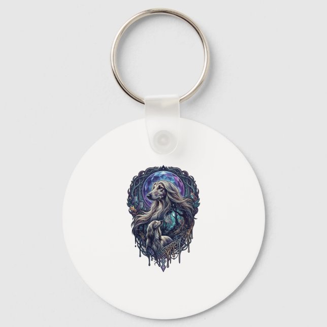 Dog Crystal Moon Enchanted Forest_1 Key Ring (Front)