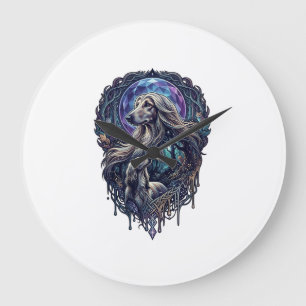 Dog Crystal Moon Enchanted Forest_1 Large Clock