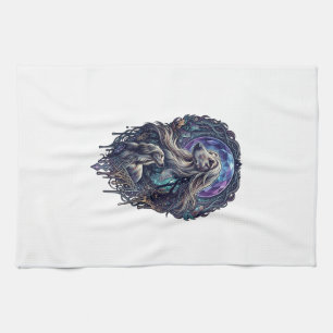 Dog Crystal Moon Enchanted Forest_1 Tea Towel