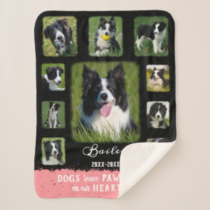 Dog Custom Photo Collage Faded Borders Black Pink Sherpa Blanket