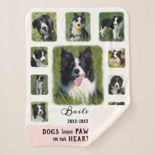 Dog Custom Photo Collage Faded Borders White Pink Sherpa Blanket