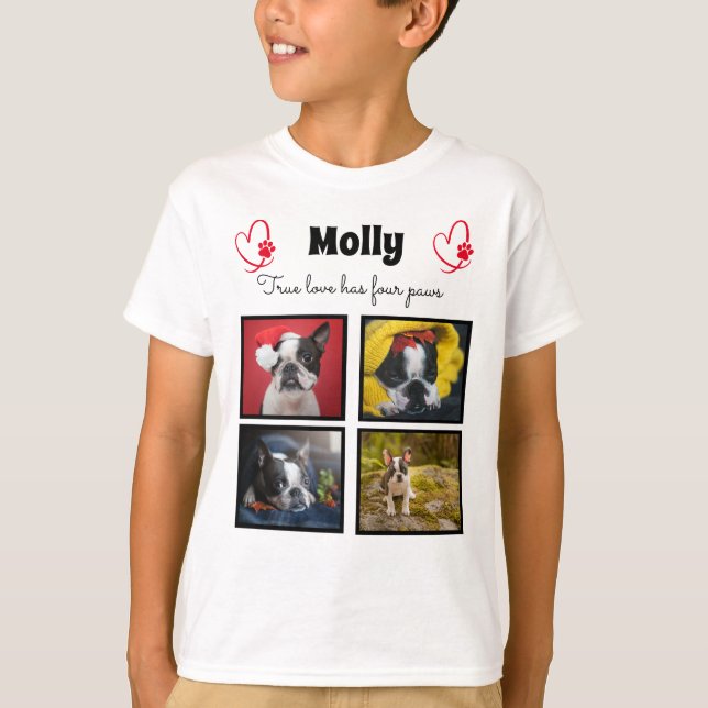 Dog customised collage 4 photos t-shirt for boys (Front)