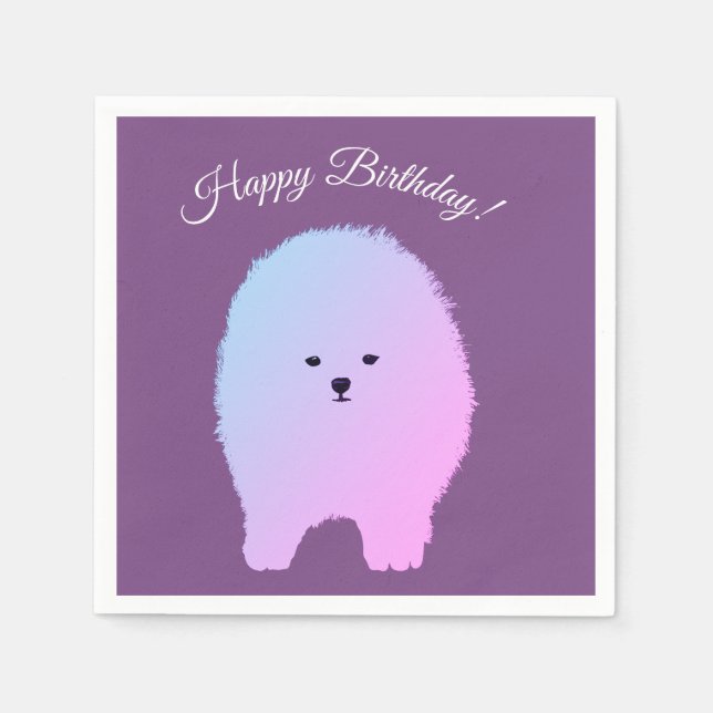 Dog, Cute Dog Pomeranian Dog,Birthday Paper Napkin (Front)