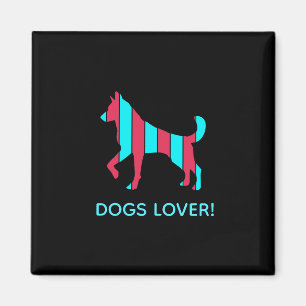 Dog - Cute Pet Pop Art, Blue & Red Abstract Animal Magnet
