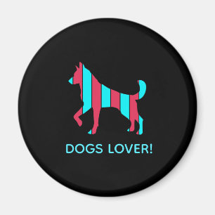 Dog - Cute Pet Pop Art, Blue & Red Abstract Animal Magnet