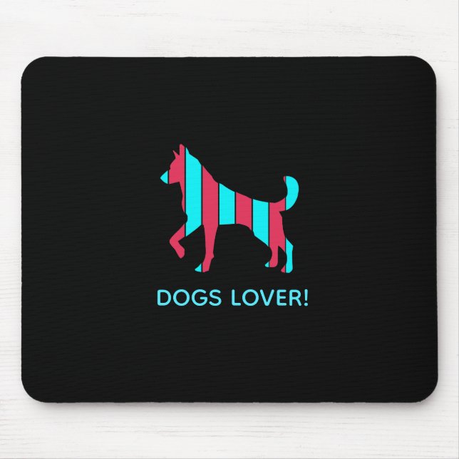 Dog - Cute Pet Pop Art, Blue & Red Abstract Animal Mouse Mat (Front)