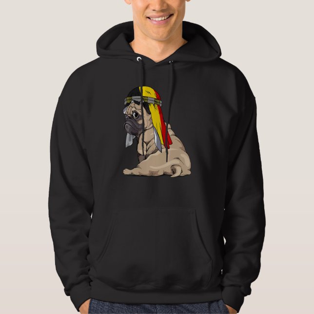 Dog   Cute Pug Retro Belgium Flag Pride Hoodie (Front)