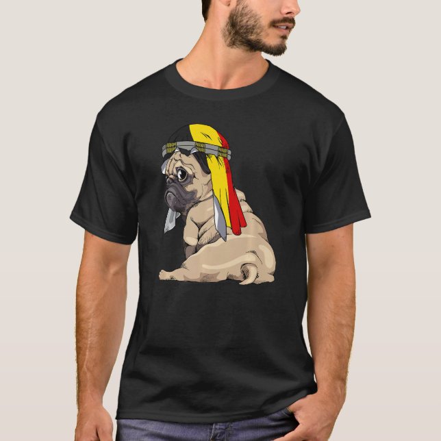Dog  Cute Pug Retro Belgium Flag Pride T-Shirt (Front)