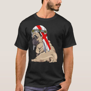 Dog  Cute Pug Retro England Flag Pride T-Shirt