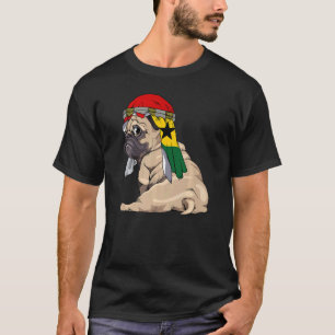 Dog Cute Pug Retro Ghana Flag Pride T-Shirt