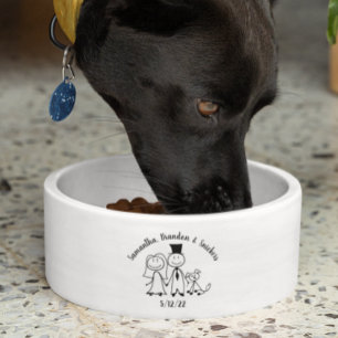 Dog Cute Wedding Couple Personalised Names  Bowl