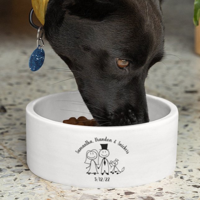 Dog Cute Wedding Couple Personalised Names  Bowl (Creator Uploaded)