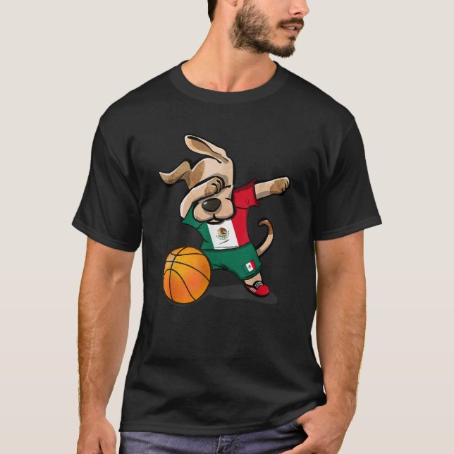 Dog Dabbing Basketball Mexico Jersey Mexican Bball T-Shirt (Front)