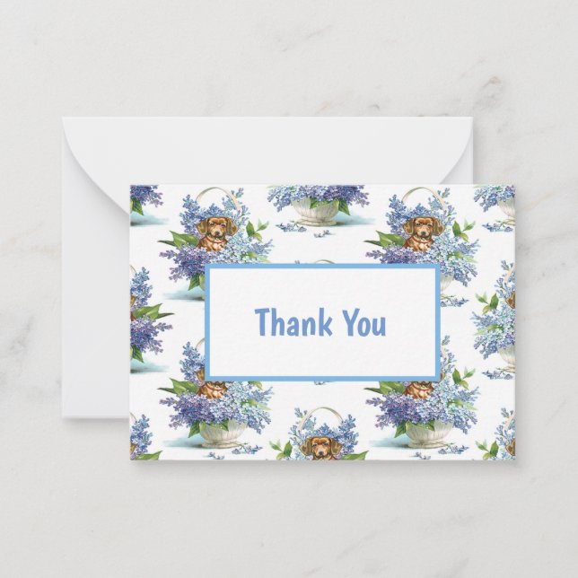 Dog Dachshund Vintage Thank You Card (Front)