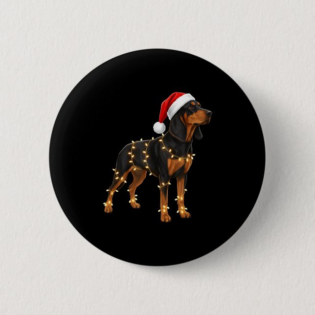 Dog Dachshund Wrapped In Christmas Lights - Holida 6 Cm Round Badge (Front)