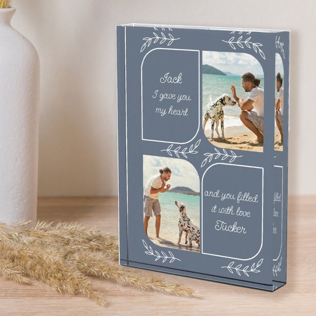 Dog Dad 2 Vertical Photo Loving Words Personalised Block (Creator Uploaded)