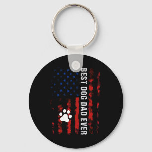 Dog Dad American Flag Fathers Day For Best Dog Dad Key Ring