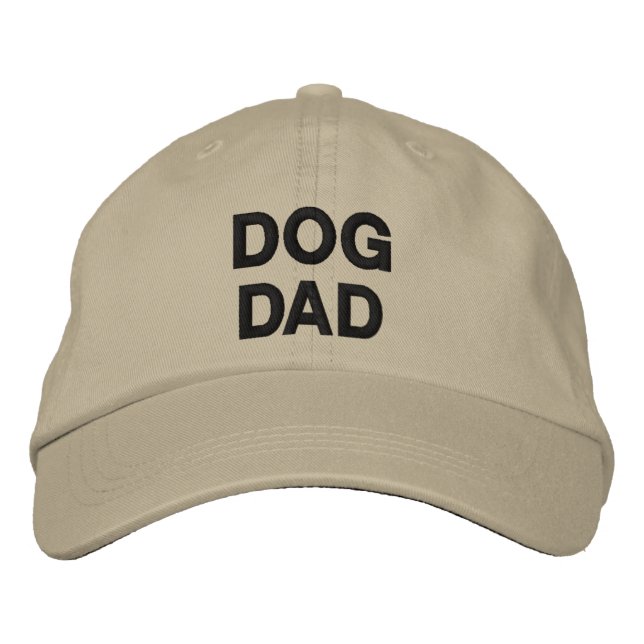 Dog Dad beige black custom text modern dog lover Embroidered Hat (Front)