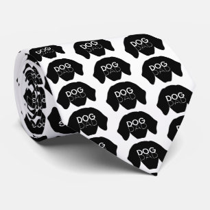 Dog Dad Black Dog Face Father's Day Tie