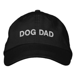 Dog Dad black white custom text Minimalist modern Embroidered Hat