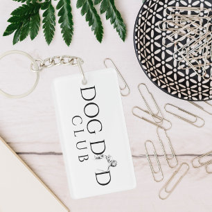 Dog Dad Club Photo Minimal Line Art Key Ring