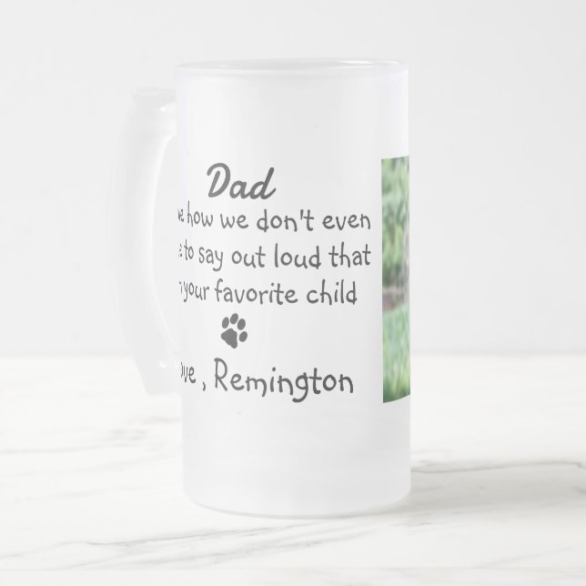 Dog Dad Custom Funny Photo Frosted Glass Beer Mug (Front Left)