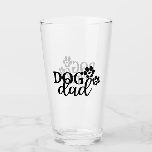 Dog Dad, Dog Paw, Dog Lover, Father's Day Gift Glass (Front)