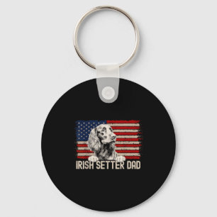 Dog Dad Ever American Flag - Irish Setter Dad Key Ring