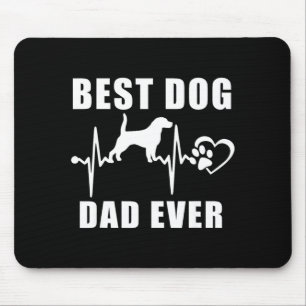 Dog dad ever beagle dog heartbeat paw puppy lover mouse mat