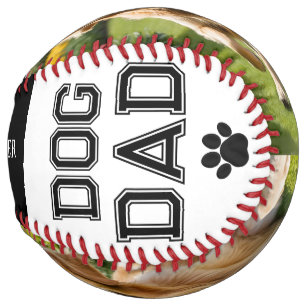 Dog Dad Father's Day 2 Pet Photos Monogram Softball