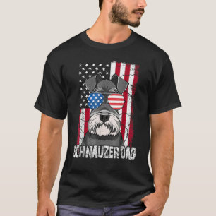 Dog Dad Fathers Day Mini Schnauzer USA Flag 4th o T-Shirt
