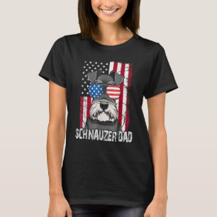 Dog Dad Fathers Day Mini Schnauzer USA Flag 4th o T-Shirt